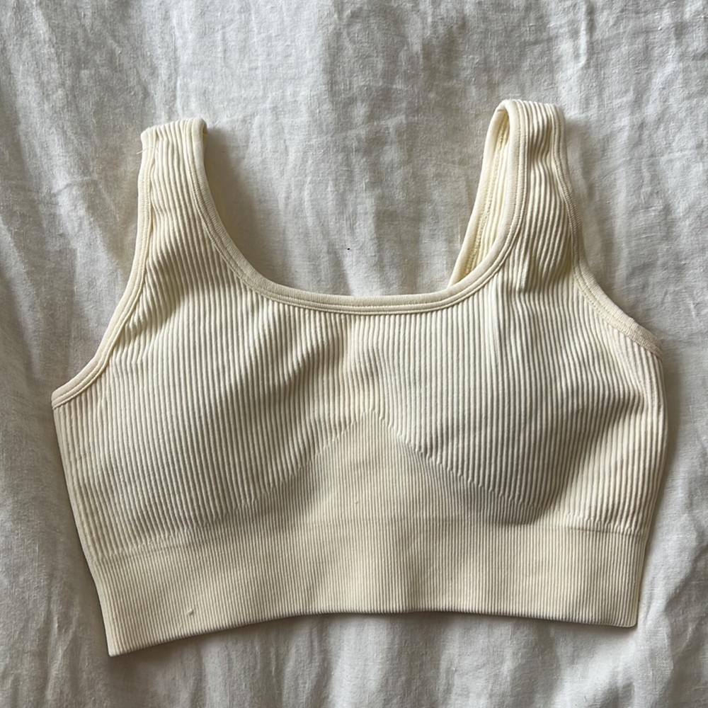 Womens ribbed tank and short set size small, ivory color - Picture 2 of 5